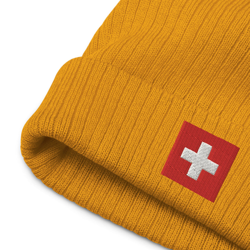 Switzerland Flag Recycled Polyester Cuffed Beanie