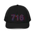 Red and Blue 716 Buffalo Area Code Richardson 112 Trucker Hat