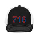 Red and Blue 716 Buffalo Area Code Richardson 112 Trucker Hat
