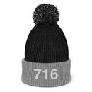 716 Buffalo NY Airport Code Pom Pom Beanie