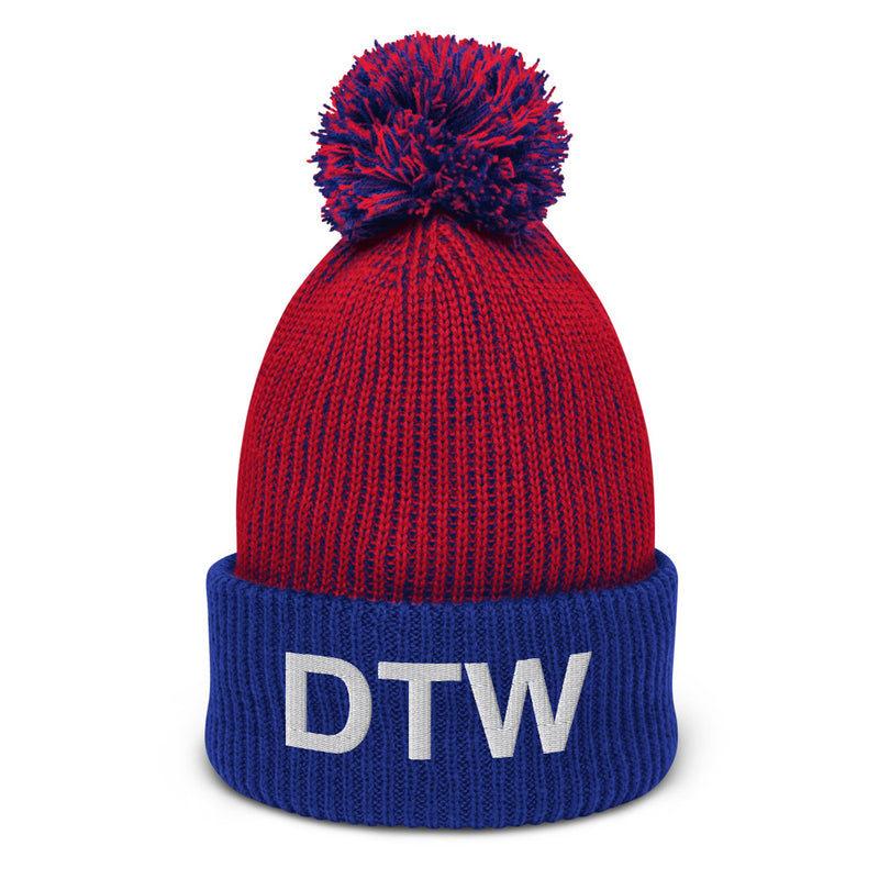 DTW Detroit MI Airport Code Pom Pom Beanie