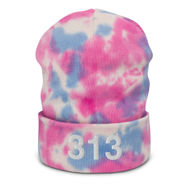 313 Detroit MI Area Code Tie Dye Beanie