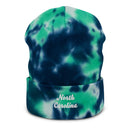 Cursive North Carolina Tie Dye Beanie
