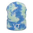 Vermont VT State Abbreviation Tie Dye Beanie