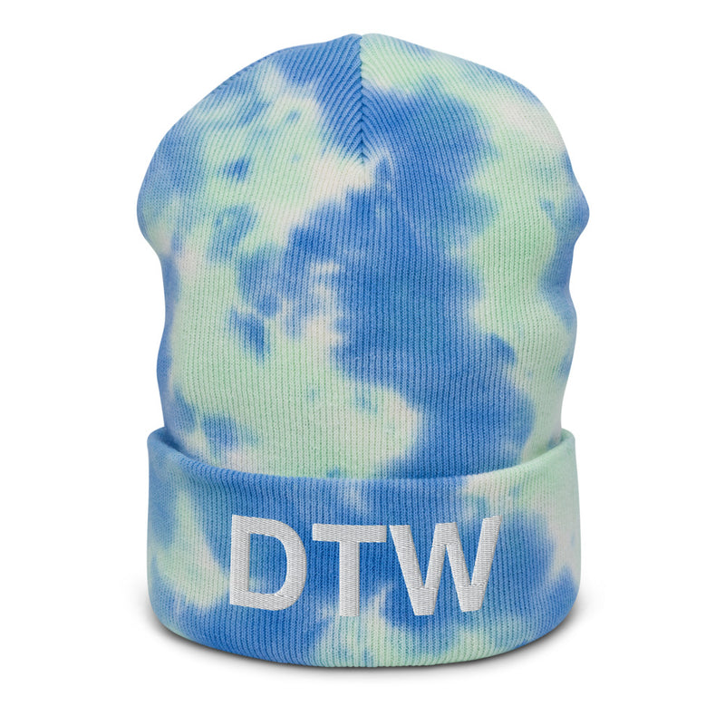 DTW Detroit MI Airport Code Tie Dye Beanie