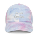 Cursive North Carolina Tie Dye Dad Hat