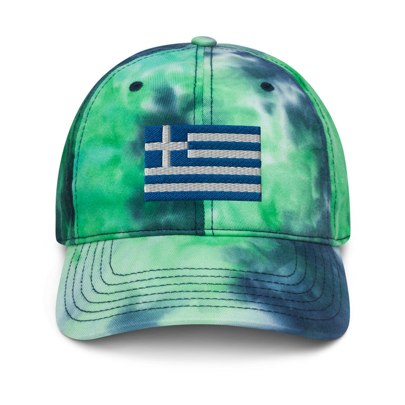 Greek Flag Tie Dye Dad Hat