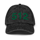 Black and Green 512 Austin Area Code Faded Dad Hat