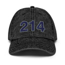 Navy & Gray 214 Dallas Area Code Faded Dad Hat