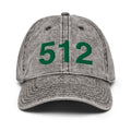 Black and Green 512 Austin Area Code Faded Dad Hat