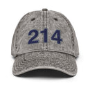 Navy & Gray 214 Dallas Area Code Faded Dad Hat
