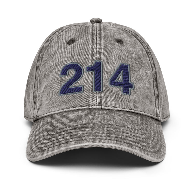 Navy & Gray 214 Dallas Area Code Faded Dad Hat