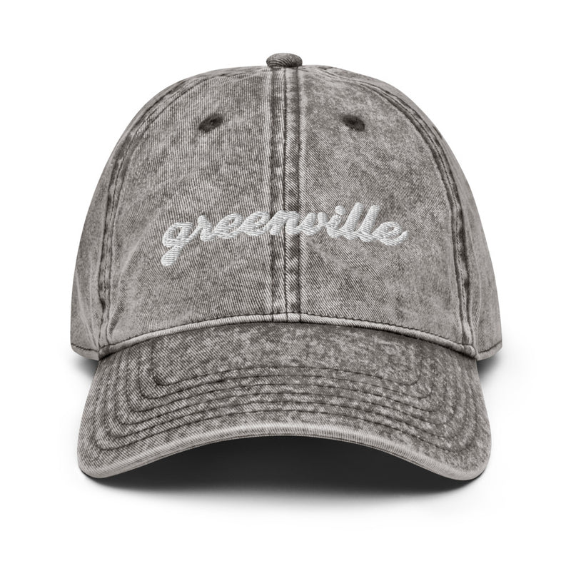 Cursive Greenville SC Faded Dad Hat