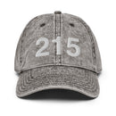 215 Philadelphia Area Code Faded Dad Hat