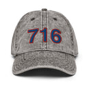 Red and Blue 716 Buffalo Area Code Faded Dad Hat