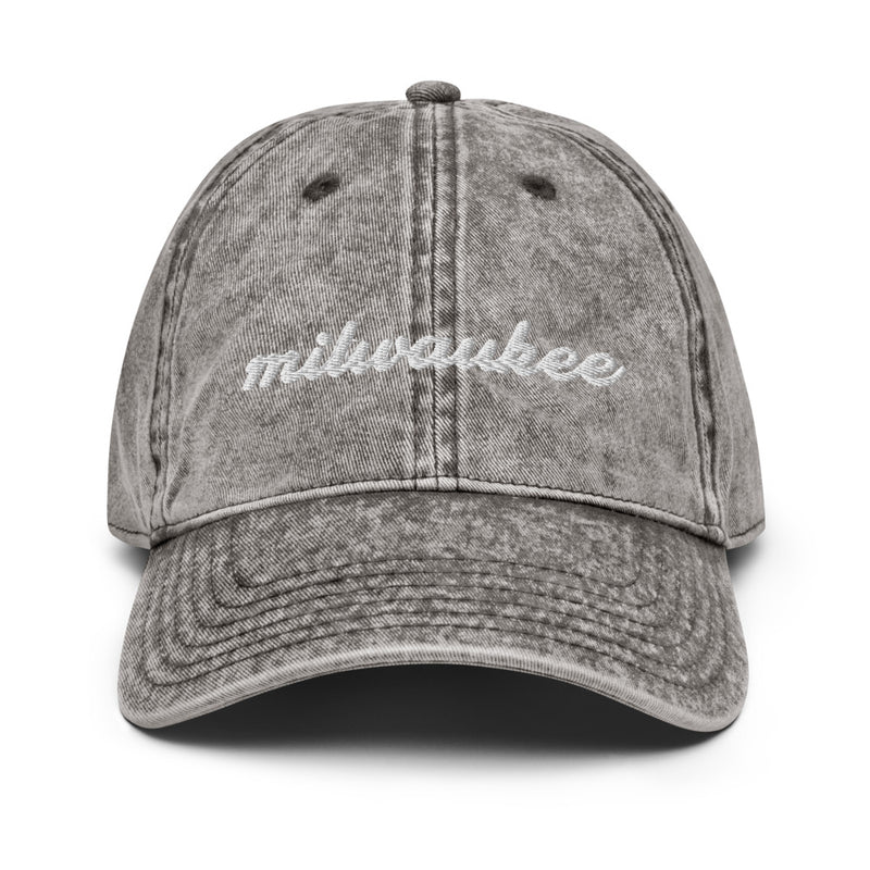 Cursive Milwaukee Faded Dad Hat