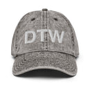 DTW Detroit MI Airport Code Faded Dad Hat
