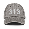 313 Detroit MI Area Code Faded Dad Hat