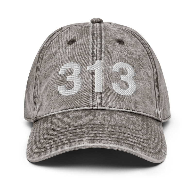 313 Detroit MI Area Code Faded Dad Hat