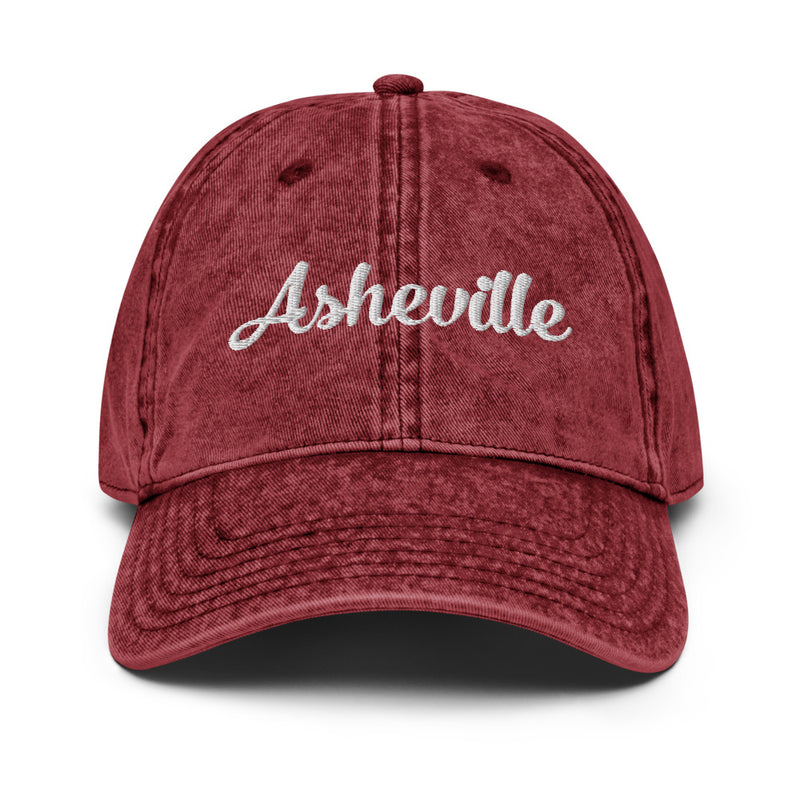 Script Asheville NC Washed Out Dad Hat