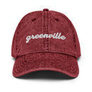 Cursive Greenville SC Faded Dad Hat