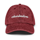 Cursive Charleston SC Faded Dad Hat
