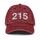 215 Philadelphia Area Code Faded Dad Hat