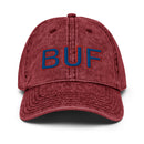 Blue and Red BUF Buffalo Airport Code Faded Dad Hat