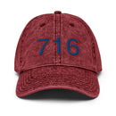 Red and Blue 716 Buffalo Area Code Faded Dad Hat