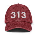 313 Detroit MI Area Code Faded Dad Hat