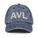 AVL Asheville NC Airport Code Washed Out Dad Hat
