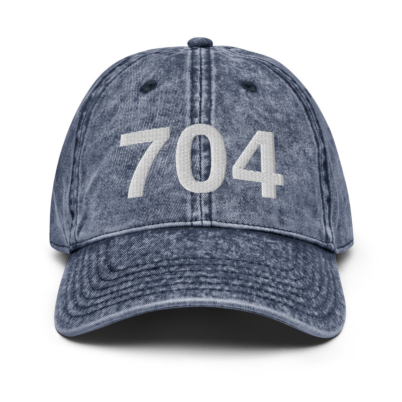 704 Charlotte NC Area Code Washed Out Dad Hat.
