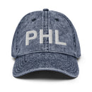 PHL Philadelphia Airport Code Faded Dad Hat