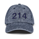 Navy & Gray 214 Dallas Area Code Faded Dad Hat