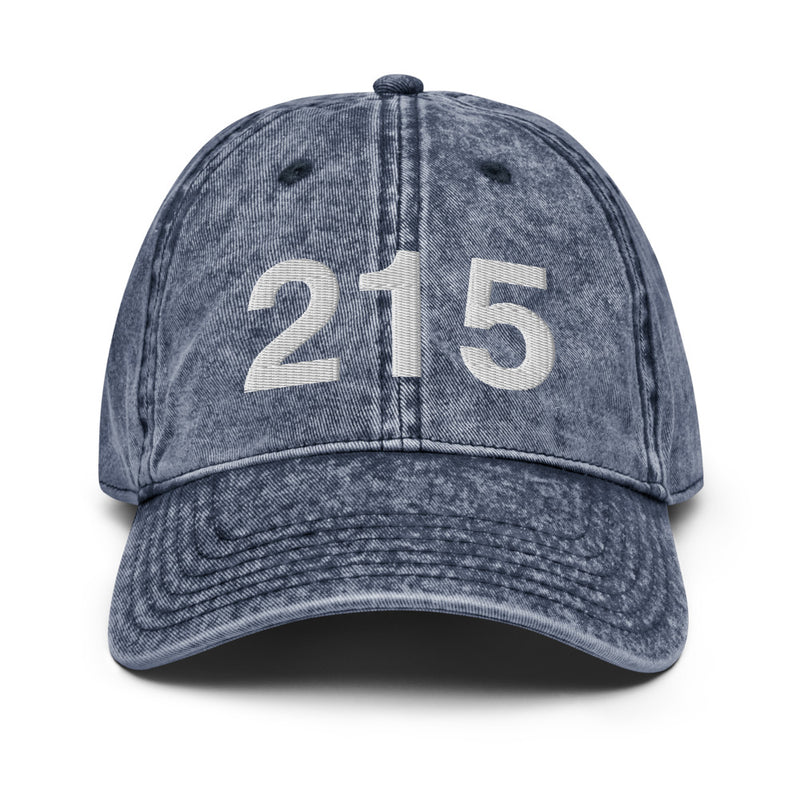 215 Philadelphia Area Code Faded Dad Hat