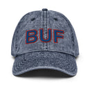 Blue and Red BUF Buffalo Airport Code Faded Dad Hat
