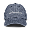 Cursive Milwaukee Faded Dad Hat