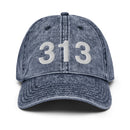 313 Detroit MI Area Code Faded Dad Hat