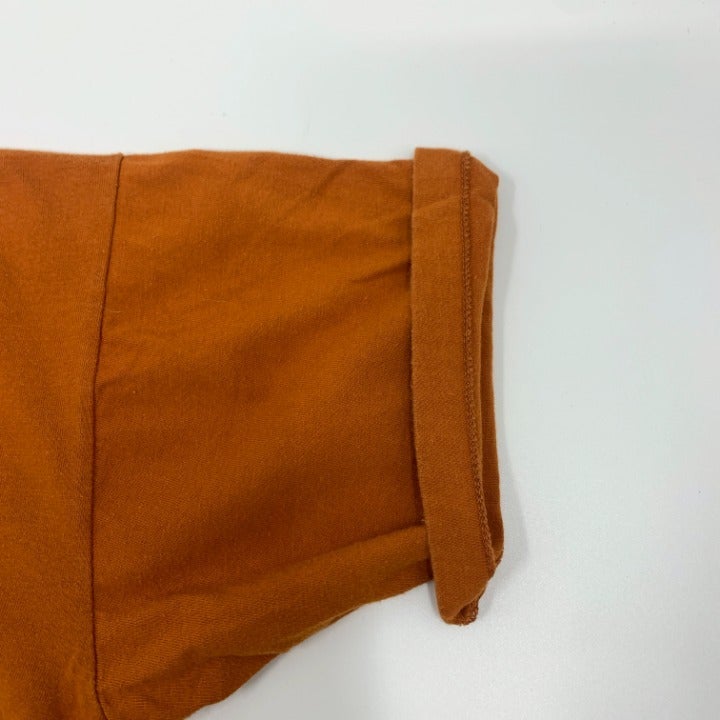 70s Burnt Orange Sports Fan T-shirt Size L